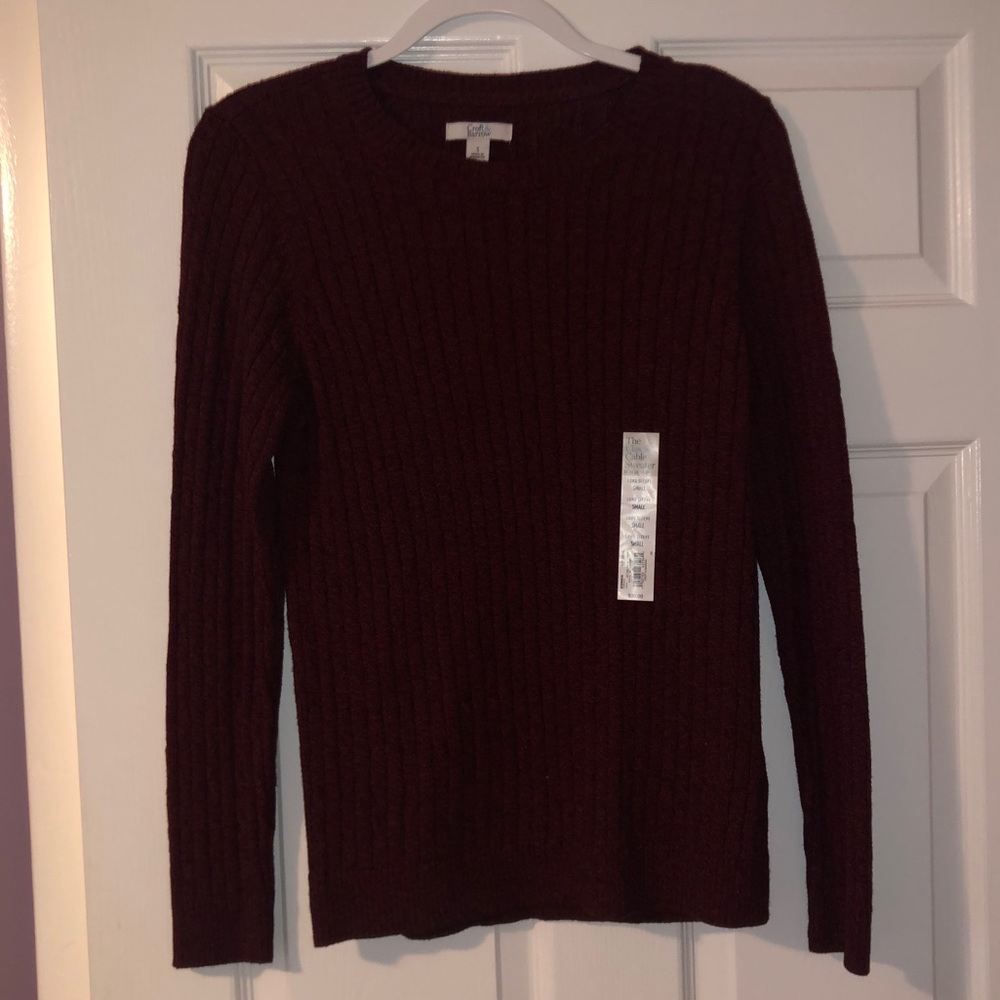 Classic Cable Sweater small burgundy sweater